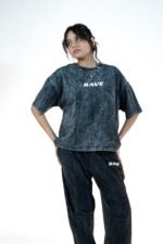 RAVE // ACID WASH RELAXED TROUSER (CHARCOAL) - Image 4