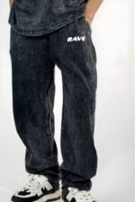RAVE // ACID WASH RELAXED TROUSER (CHARCOAL)